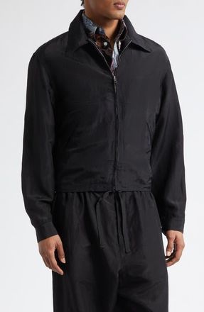 Christophe Lemaire Short Linen Blend Zip Jacket in Black at Nordstrom, Size 38 Us