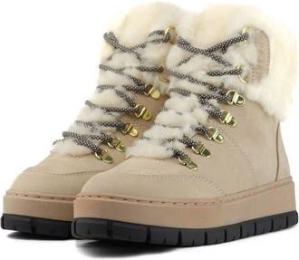 Pajar Chalet Faux Shearling Waterproof Bootie in Sand at Nordstrom, Size 9.5