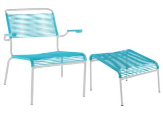 Schubiger M&ouml;bel Spaghetti-Lounger + Hocker S&auml;ntis mit Armlehnen