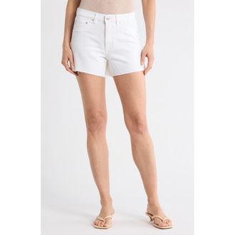 DL1961 Zoie Raw Hem Mid Rise Relaxed Denim Shorts in White Raw at Nordstrom Rack, Size 25