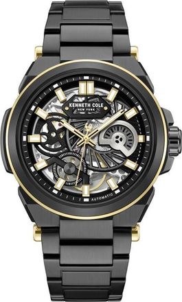 Kenneth Cole Skeleton Black Automatic Bracelet Watch, 42mm at Nordstrom