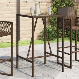 vidaXL Mesa De Bar De Exterior Rat&aacute;n Sint&eacute;tico Marr&oacute;n 70x70x110 Cm Vidaxl