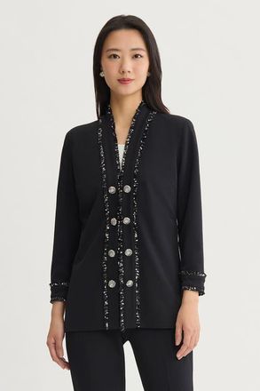 Ming Wang Stretch Deco Crepe Eyelash Jacket in Black at Nordstrom, Size X-Small