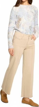 FDJ Olivia Pintuck Wide Ankle Denim Pants In Sandstone