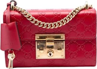 Gucci Pre-owned Padlock Crossbody Bag - Dames - Vintage Schoudertas - Rood - ONE Size - Leer - Vintage