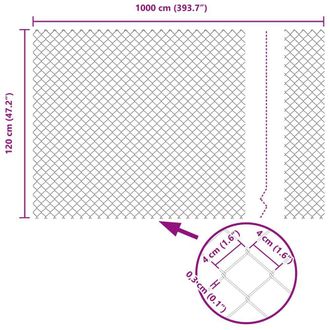 Berkfield Home Rustic Chain Link Fence Grey 1.2x10 m Steel in Black