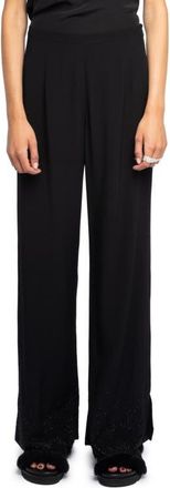 Zadig&Voltaire Papel Crystal Embellished Wide Leg Pants in Black at Nordstrom, Size 10 Us