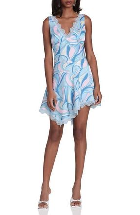 Avec Les Filles Lace Trim Bias Cut Satin Minidress in Mermaid Paisley at Nordstrom, Size 14