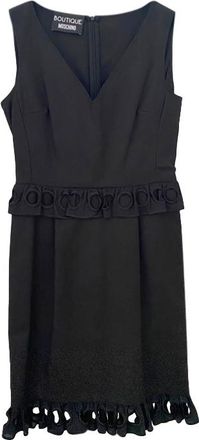 Moschino Boutique Moschino Black Sleeveless Broderie Waist Detail Dress Size S