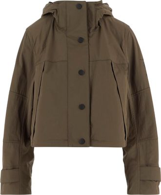 Burberry Dark Green Solid Hood Blazer