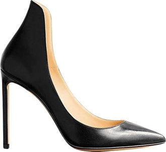 Francesco Russo Zwarte Leren Gesloten Hak Pumps - Dames - Pumps - Zwart - 35 EU - Leer - Schoenen