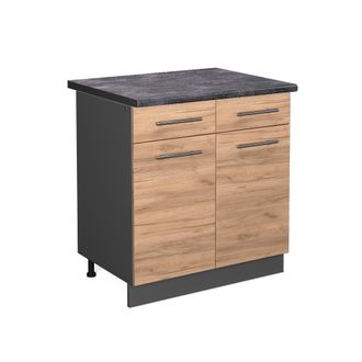 Vicco Mueble Bajo De Cocina Fame-line, Roble Dorado, 80 Cm, Et Antracita
