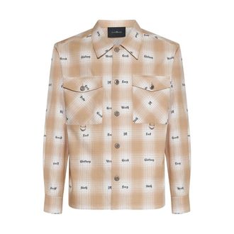 John Richmond Camicia con motivo grafico e dettagli strutturati - Heren - Casual Overhemden - Beige - L - Overhemden