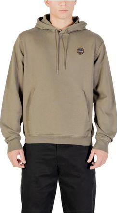 Napapijri Hoodies & sweatvesten, Heren, Bruin, XL, Katoen, Logo Patch Hoodie voor Mannen