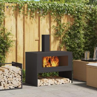 vidaXL Vidaxl - Focolare Nero 80 x 50 x 96 cm Acciaio laminato a freddo