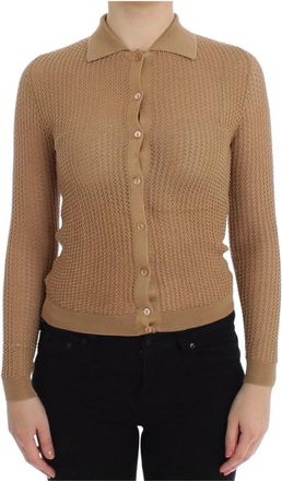 Dolce & Gabbana Polo Cardigan Sweater - Dames - Vesten - Beige - 2XS - Katoen - Truien & Vesten