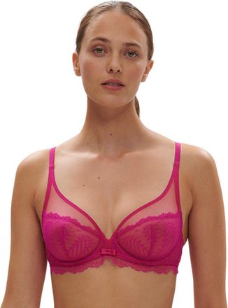 Simone P&eacute;r&egrave;le Womens Canopee Plunging Underwired Bra - Pink Polyamide - Size 32F