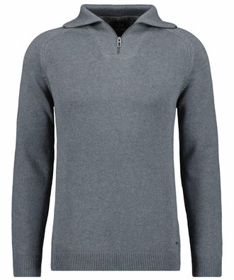 Ragman Troyer RAGMAN, Herren, Gr. 60, grau (grau, melange), Strick, 100% Baumwolle, hoch geschlossener Ausschnitt, Pullover Troyer