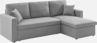 Sweeek Sweeek - Sof&aacute; Cama Esquinero Reversible De 3 Plaza, Ida, Gris Claro, 219x84x68 Cm
