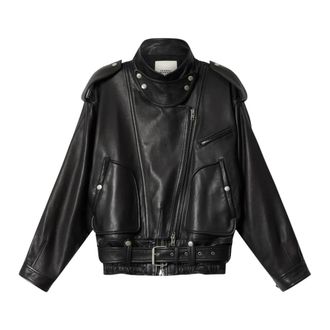 Isabel Marant Farza Jacket - Dames - Leren en Su&egrave;de Jassen - Zwart - S - Katoen - Jassen