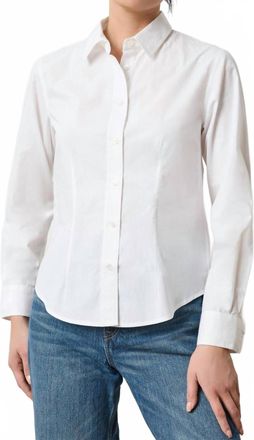 Lilla P Poplin Slim Button Down Shirt In White