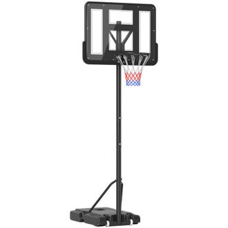 HOMCOM Homcom - Canasta De Baloncesto De Exterior Con Altura Ajustable 220-365 Cm Aro De Baloncesto Con Soporte Canasta De Baloncesto Con Ruedas Base Negro