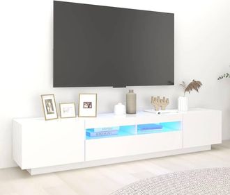 vidaXL Mobile Porta Tv Con Luci Led Bianco 200x35x40 Cm - Vidaxl