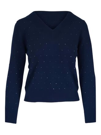 Kinross Cashmere V-neck embellished sweater - Blue