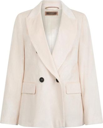 PESERICO Linnen katoen Lurex double-breasted blazer - Dames - Blazers - Beige - 3XL - Katoen - Jassen