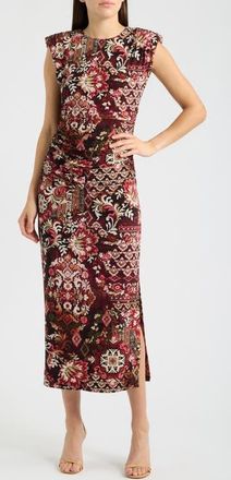 Vince Camuto Print Ruched Maxi Dress in Pmu at Nordstrom, Size 10