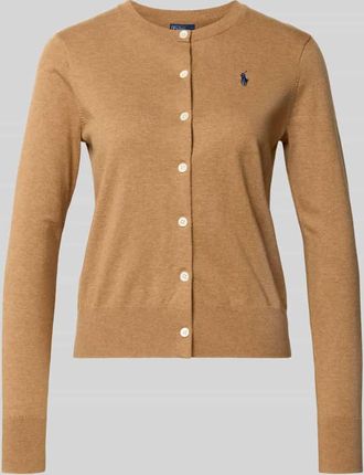 Polo Ralph Lauren Regular Fit Strickjacke aus Baumwoll-Mix in Camel, Gr&ouml;&szlig;e XXL
