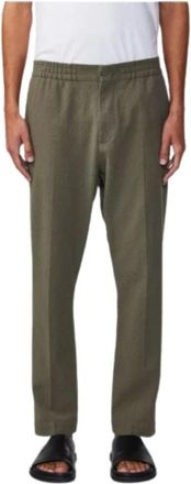 Nn.07 Katoenmix Gekreukelde Broek - Heren - Straight fit broeken - Groen - W34 - Katoen - Broeken