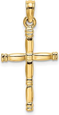 Diamond2Deal 14k Gold 3-D Polished Cross Charm Pendant