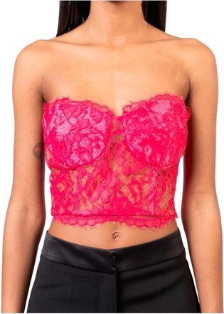 Doris S Elegante Kant Crop Top - Dames - Tops zonder mouwen - Roze - S - Tops