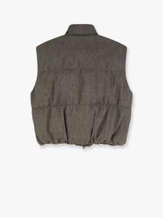 Brunello Cucinelli Womens Down Jacket Twill-Denim Green Cotton