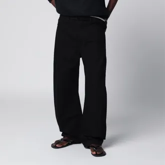 Christophe Lemaire Pantaloni con cintura neri in cotone
