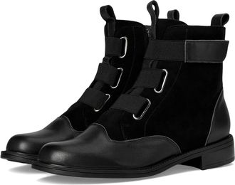 David Tate Womens David Tate Club Boots W Black Leather Round Toe Ankle Strap VER840