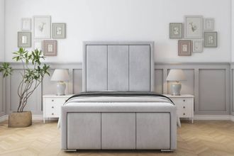Sloomy Lancaster Naples Frame-Mattress - 50 Upholstered Headboard in Silver | Size: Single