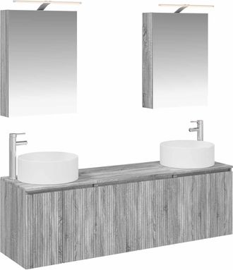 vidaXL Juego De Muebles De Ba&ntilde;o 5 Uds. Sonoma Gris Vidaxl