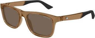 Montblanc Rechthoekige zonnebril - Heren - Zonnebrillen - Bruin - 55 MM - Nylon - Accessoires