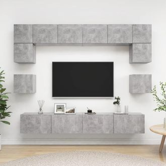 Berkfield Home 8 Piece TV Cabinet Set Concrete Grey Engineered Wood