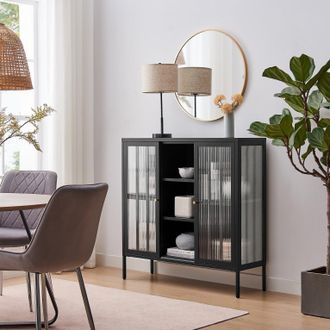 Furniturebox Jia Medium Black Metal Display Cabinet