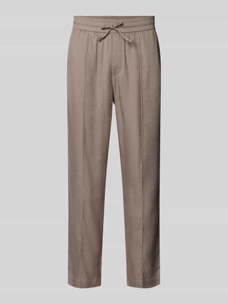 HUGO BOSS Straight Fit Schmale Hose aus Leinen-Lyocell-Mix Modell CINO in Hellbraun, Gr&ouml;&szlig;e XXL