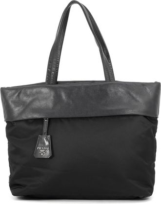 Prada Black Nylon Leather Tote Bag (Pre-Owned)