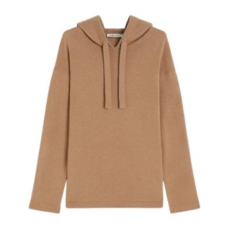 Max Mara Hoodies, female, Beige, Size: S Wool Hoodie