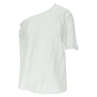 Rosie Assoulin striped ruched draped back one shoulder top