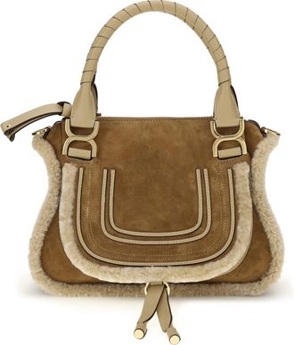 Chloé Suede And Shearling Leather Marcie Small Handbag