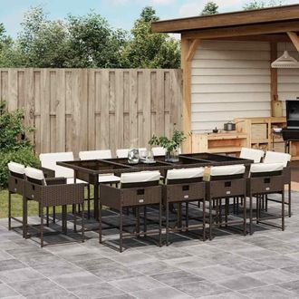 vidaXL Set Muebles De Jard&iacute;n 13 Pzas Y Cojines Rat&aacute;n Sint&eacute;tico Marr&oacute;n Vidaxl