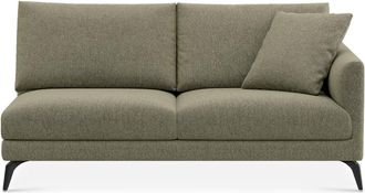 Castlery Lena Right Arm 2 Seater Sofa Customized, Performance Classic Twill Moss, Matte Black Legs, Spill Resistant, Removable Covers for Castlery