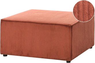 Beliani Ottoman Dark Red Corduroy Upholstered Square Footstool Modern Design LEMVIG